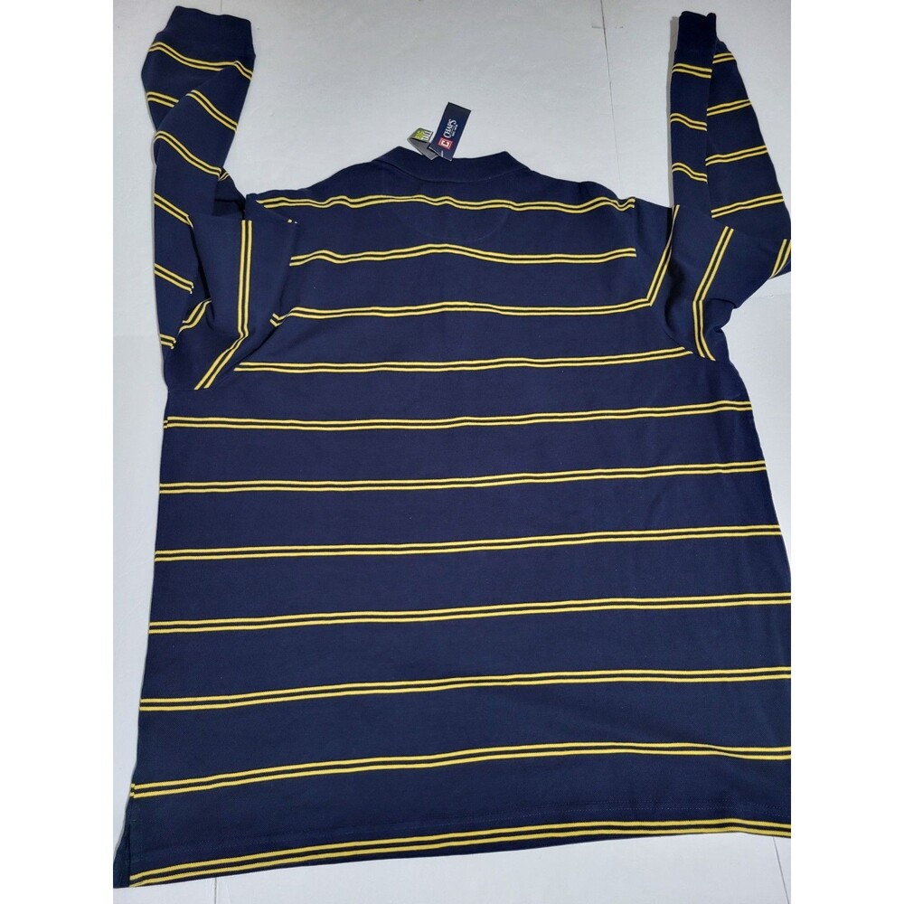 (#5) CHAPS LONG SLEEVE PULLOVER SHIRT SIZE MEN'S 3XB BLUE With Yellow Stripes - Picture 7 of 8